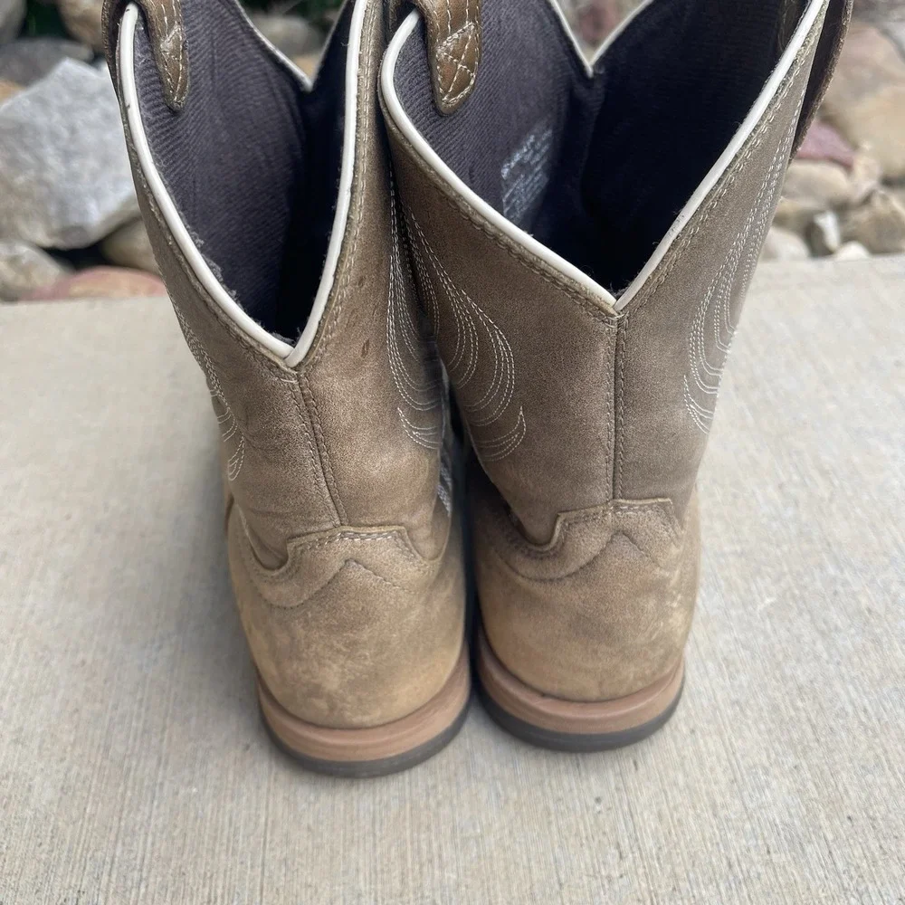 Ariat Anthem Youth Cowboy Boots Brown Leather Square Toe Western 10035778